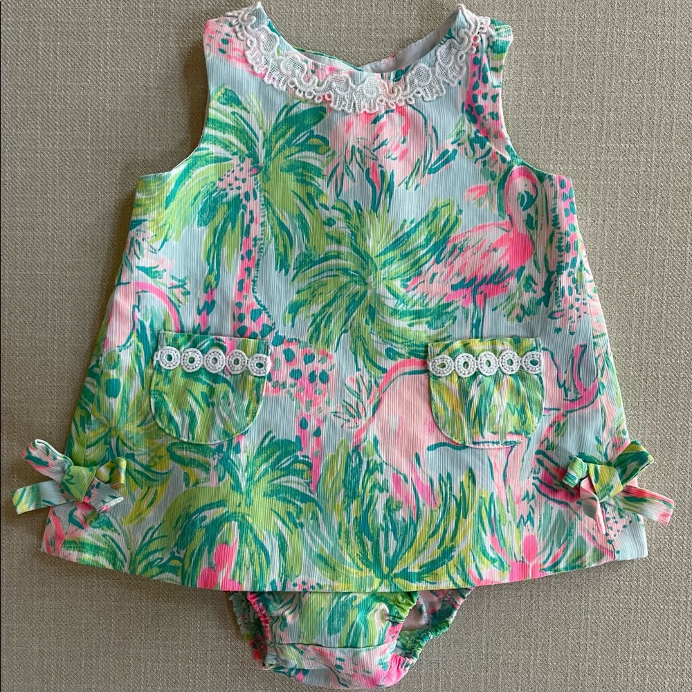 EUC - Baby Lilly Shift Dress and Bloomers Set - 3-6 Mo